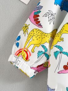 Toddler Girl Jackets Dây kéo Khủng long Giải trí - trắng - Xem 6