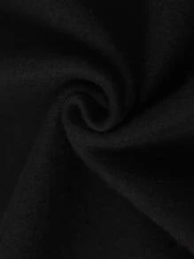 Manfinity Hypemode Hombres Capucha con estampado de letra con cremallera de hombros caídos con cordón - Negro - Ver 4