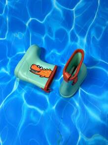 男孩恐龍和字母圖案雨鞋 - 綠色 - 查看 3