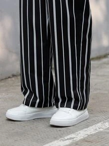 Manfinity Men Striped Print Slant Pocket Pants - Black - View 5