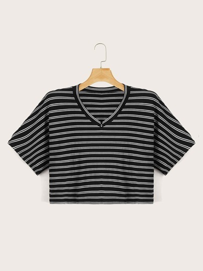 Gestreiftes Crop T-shirt
