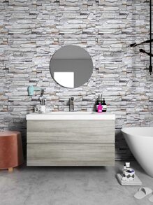 1入組磚塊圖案牆紙 - 彩色 - 查看 2