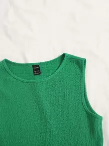 SHEIN EZwear Bộ đồ hai mảnh nữ màu trơn Giải trí - màu xanh lá - Xem 4