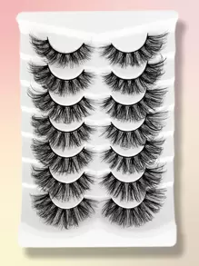 7 Pairs Fluffy Eyelashes 8D Volume False Lashes Russian Strip Lashes Extensions Thick Soft Curly Fake Lashes Makeup - Black - View 2
