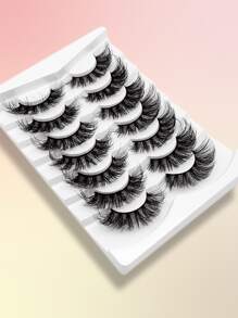 7 Pairs Fluffy Eyelashes 8D Volume False Lashes Russian Strip Lashes Extensions Thick Soft Curly Fake Lashes Makeup - Black - View 4