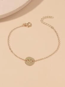 Letter Detail Disc Decor Bracelet - Yellow Gold - View 2