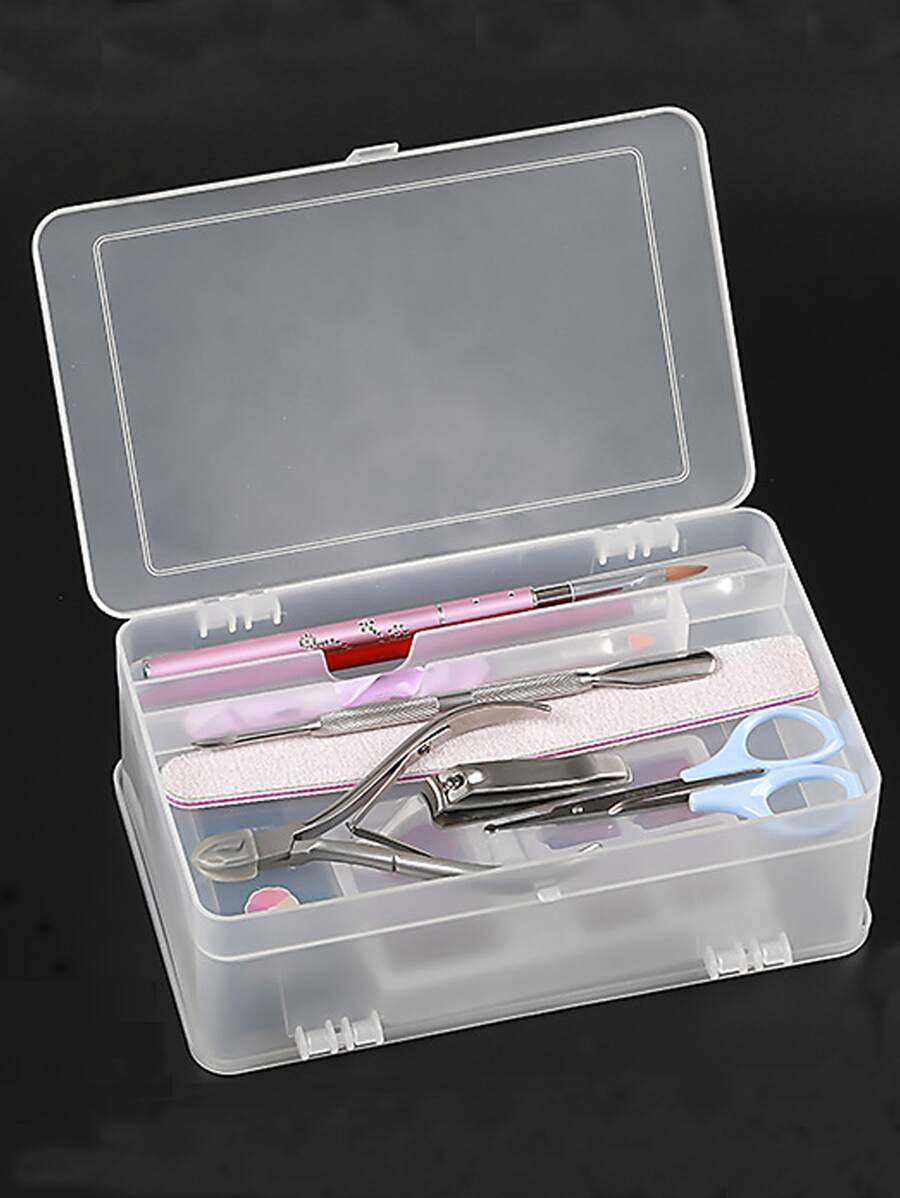 1个透明美甲工具收纳盒，大容量，适用于家庭、房间、浴室、粉色房间、旅行用品、礼品袋、送给妈妈、爸爸、男士、朋友、老师的礼物、生日礼物、婚礼礼物、办公桌、置物架、配件、礼盒、趣味礼物、收纳袋、化妆包、化妆品收纳盒、洗漱包、桌面收纳盒、化妆包、化妆收纳袋、化妆包、梳妆台配件、化妆包、化妆袋、珠宝盒、化妆刷架、香水收纳盒、化妆包、女士礼物、圣诞礼物、女士礼物创意 - 無色 - 查看 1