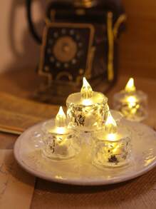 4pcs Clear LED Flameless Candle, Creative Plastic Battery Powered Decorative Candle Light, For Home Holiday Party