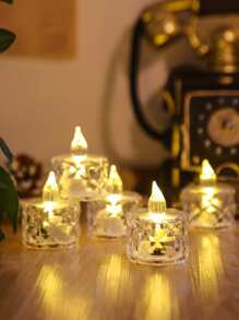 4pcs Clear LED Flameless Candle, Creative Plastic Battery Powered Decorative Candle Light, For Home Holiday Party