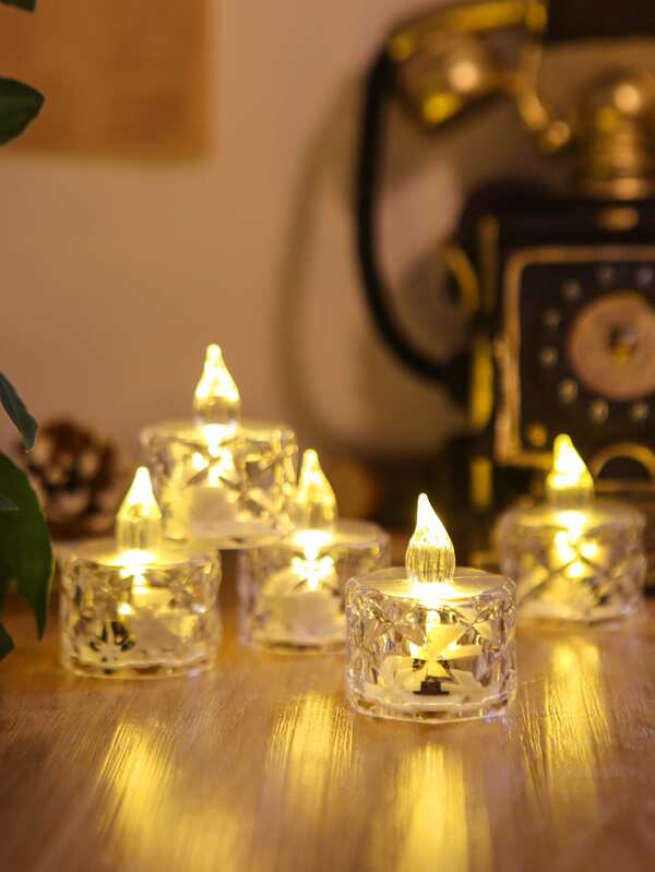 4pcs Clear LED Flameless Candle, Creative Plastic Battery Powered
