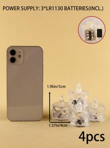 4pcs Clear LED Flameless Candle, Creative Plastic Battery Powered Decorative Candle Light, For Home Holiday Party