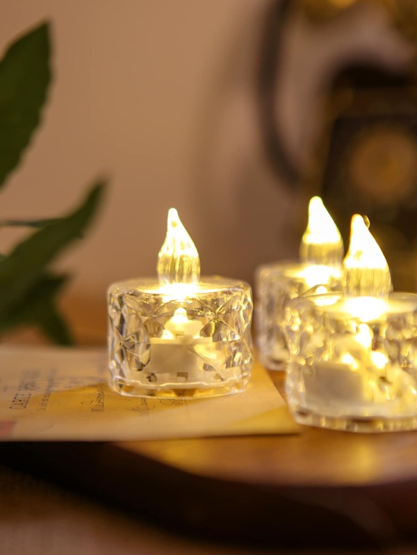 4pcs Clear LED Flameless Candle, Creative Plastic Battery Powered
