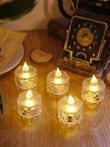 4pcs Clear LED Flameless Candle, Creative Plastic Battery Powered Decorative Candle Light, For Home Holiday Party