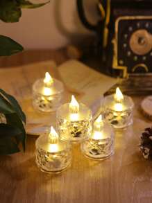 4pcs Clear LED Flameless Candle, Creative Plastic Battery Powered Decorative Candle Light, For Home Holiday Party