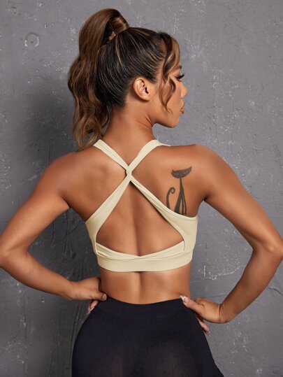 Light Support Criss Cross Backless Sports Bra