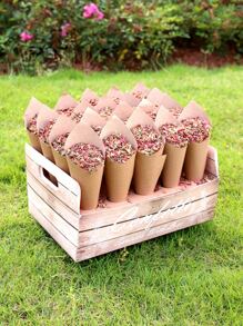 1pc Letter Graphic Confetti Cone Holder & 30pcs Kraft Paper, Modern Paper Confetti Stand For Party - Multicolor - View 1