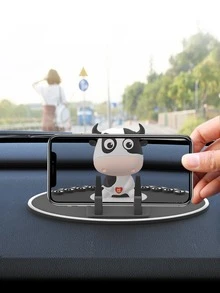 1pc Cow Design Car Center Console Phone Holder - Black - View 2