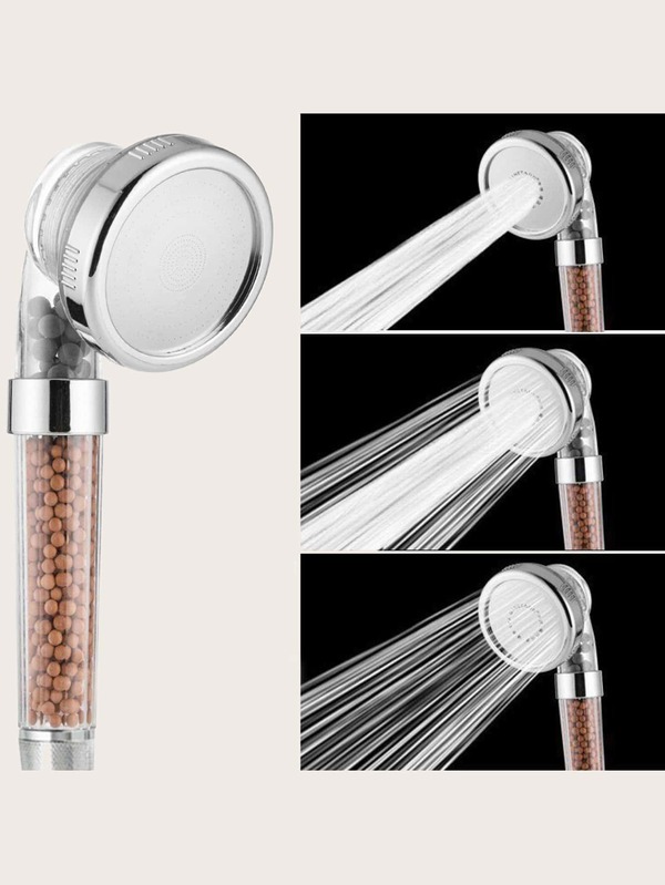 1pc Adjustable Pressurized Plastic Shower Head,Simple Silver Color Handheld Shower Sprinkler For