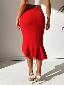 SHEIN SXY 荷葉邊素色半身裙