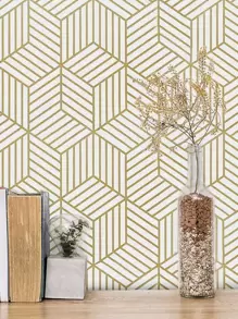 1卷 PVC 墙纸，现代几何图案墙壁胶卷，适用于家庭，翻新贴纸剥离墙板，墙纸，壁纸，春季装饰品让您的家焕然一新，拉玛装饰贴纸 - 彩色 - 查看 1