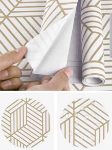 1卷 PVC 墙纸，现代几何图案墙壁胶卷，适用于家庭，翻新贴纸剥离墙板，墙纸，壁纸，春季装饰品让您的家焕然一新，拉玛装饰贴纸 - 彩色 - 查看 3