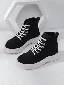 Alan Vincent Canvas High Top Lace-up Front Chunky Sneakers - Black - View 6