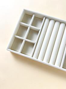 1 Pieza Bandeja De Joyería De Múltiples Rejillas, Soporte De Exhibición De Joyas Con Compartimentos Simples En Color Blanco, Para Hogar, Regalo Para El Día De San Valentín