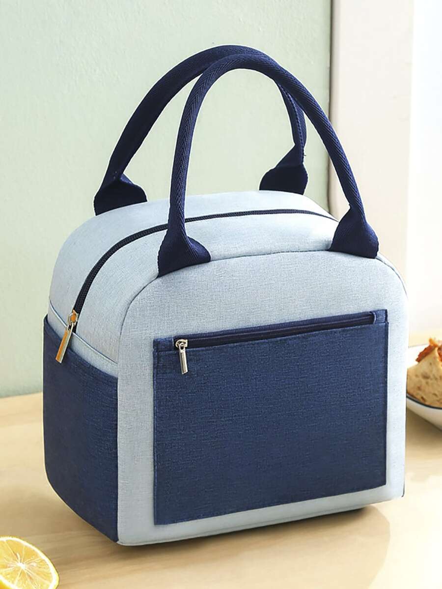 1pc Color Block Lunch Bag - Multicolor - View 1