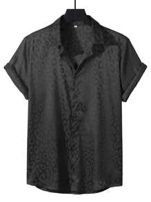 Manfinity Homme Men Leopard Jacquard Shirt - Black - View 1