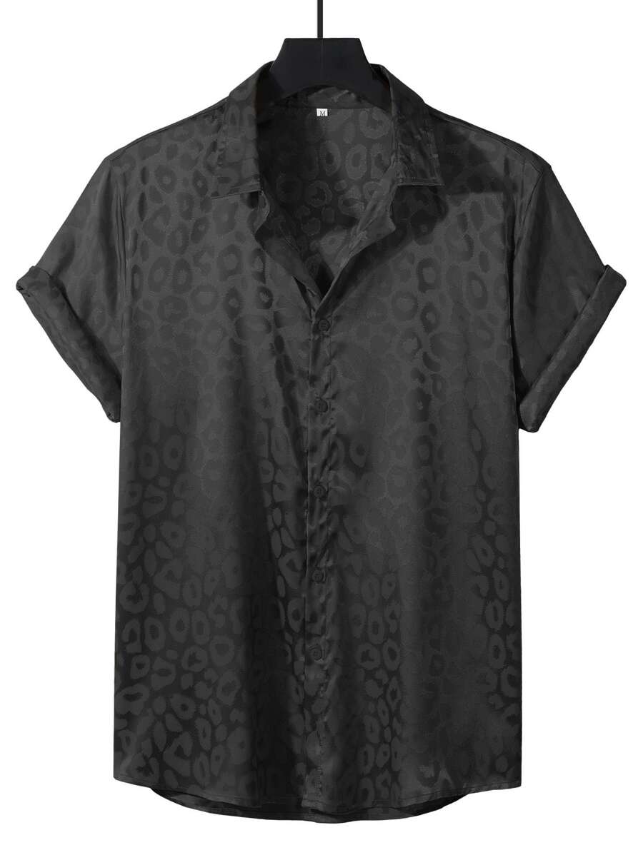 Manfinity Homme Men Leopard Jacquard Shirt - Black - View 1