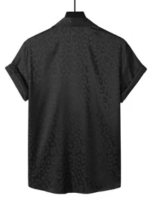 Manfinity Homme Men Leopard Jacquard Shirt - Black - View 2