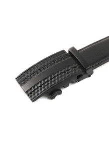 1pc Men's PU Polyurethane Slide Ratchet Belt - Black - View 2