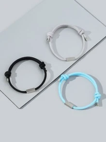 Fashionable and Popular 3pcs Men Geometric Decor Bracelet Stainless Steel Punk Hip Pop Style for Jewelry Gift and for a Stylish Look - Multicolor - View 1