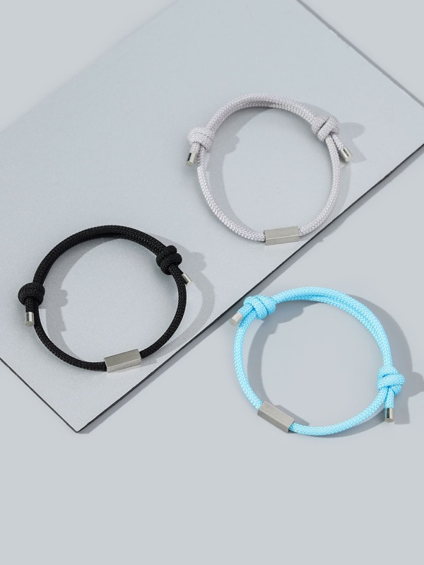Fashionable and Popular 3pcs Men Geometric Decor Bracelet Stainless Steel Punk Hip Pop Style for Jewelry Gift and for a Stylish Look