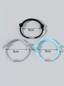 Fashionable and Popular 3pcs Men Geometric Decor Bracelet Stainless Steel Punk Hip Pop Style for Jewelry Gift and for a Stylish Look - Multicolor - View 4