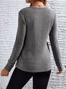 SHEIN Maternity Ribbed Knit Knot Front Tee