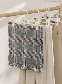 5pcs Plastic Rotating Clothes Hangers With Non-Slip Clips For Pants/Home Storage, Beige - Beige - View 3