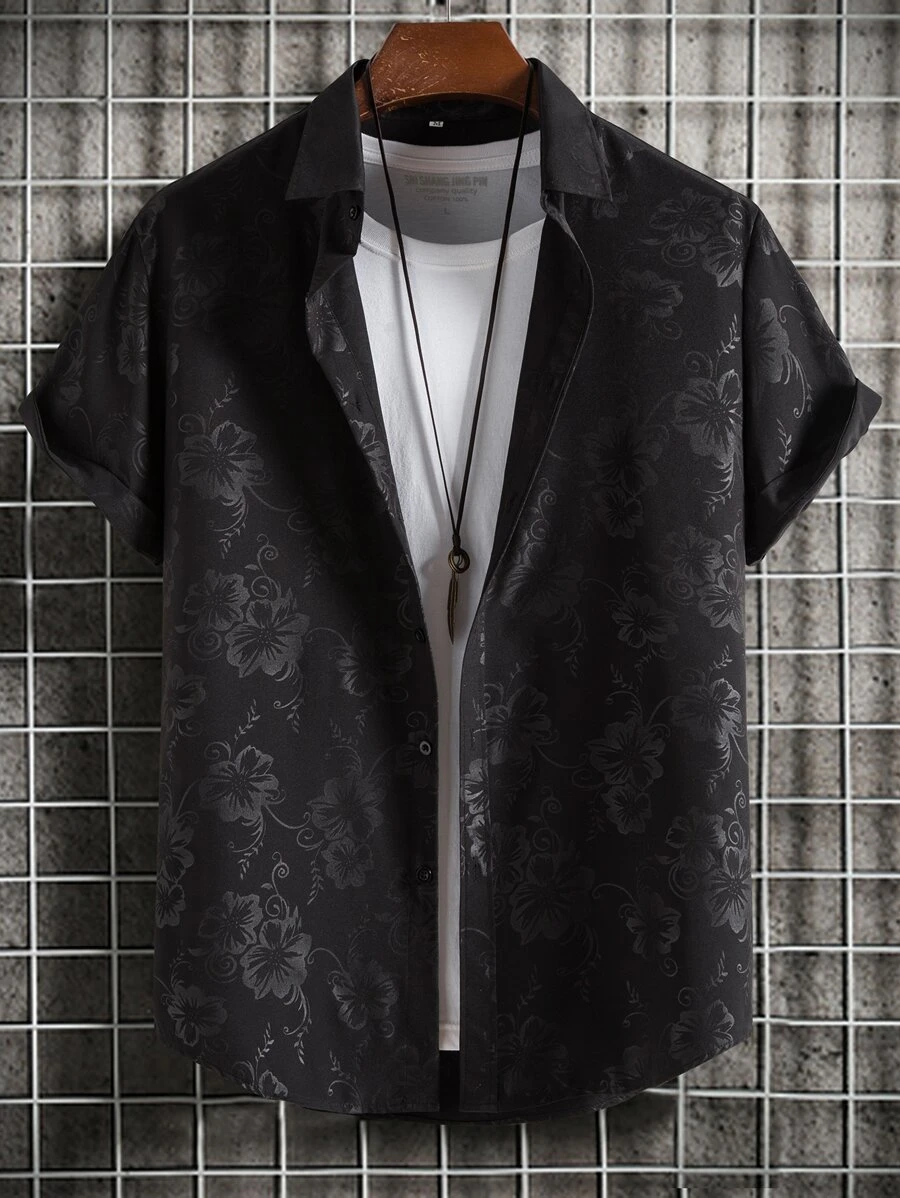 Manfinity RSRT Men Floral Print Shirt Without Tee - Black - View 1