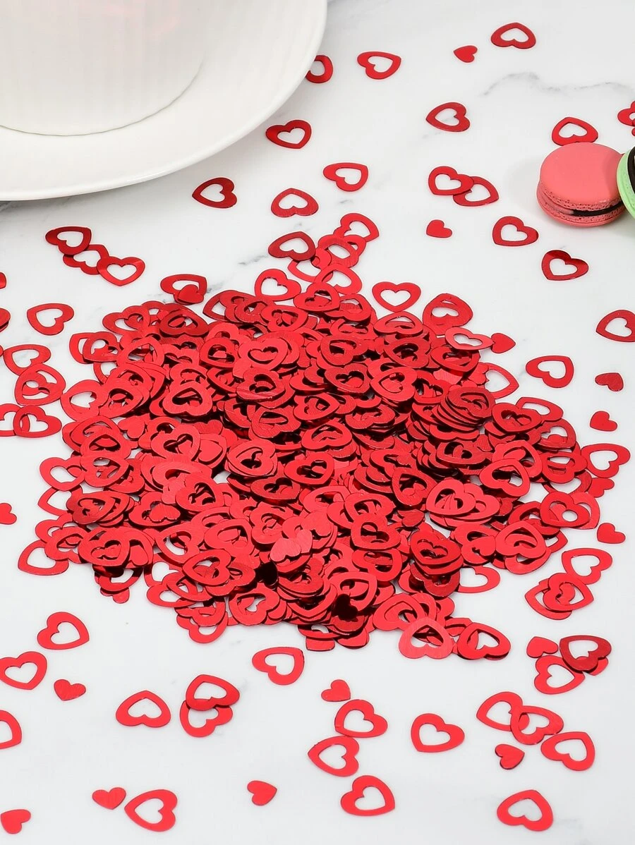 1入組心形投擲紙屑紅色PVC鏤空心形紙屑適用於婚禮情人節 - 紅色 - 查看 1