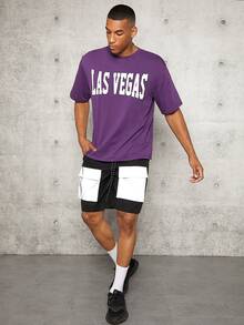 Manfinity Men Contrast Flap Pocket Drawstring Waist Cargo Shorts - Black and White - View 4