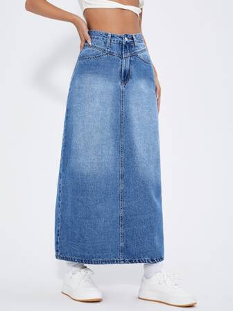 Falda en mezclilla de talle alto línea A