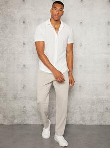 Manfinity VCAY Men Hollow Out Button Front Shirt - White - View 4