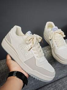 Men Two Tone Lace-up Front Skate Shoes - Màu be - Xem 1