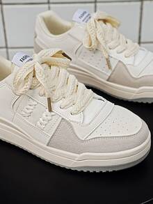 Men Two Tone Lace-up Front Skate Shoes - Màu be - Xem 3