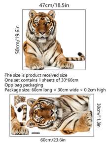 1 套老虎和豹子房间装饰墙贴、贴纸、墙贴花、乙烯基贴花用于家居装饰、春季装饰品让您的家焕然一新、节日装饰贴纸礼物生日毕业 - 彩色 - 查看 7