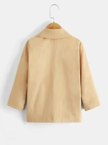 SHEIN Áo gió cho trẻ sơ sinh nam Nút đôi Túi màu trơn Giải trí - Màu Khaki - Xem 2