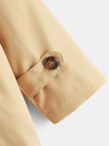 SHEIN Áo gió cho trẻ sơ sinh nam Nút đôi Túi màu trơn Giải trí - Màu Khaki - Xem 4