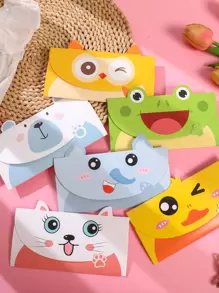 6入組卡通圖案隨機賀卡 - 彩色 - 查看 1