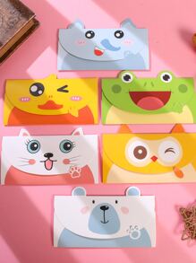 6入組卡通圖案隨機賀卡 - 彩色 - 查看 3