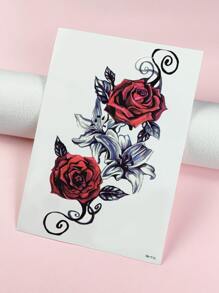 2pcs Rose Patterned Temporary Tattoo Stickers - Multicolor - View 4